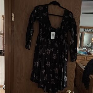 Torrid Black and White Floral Long Sleeve Dress